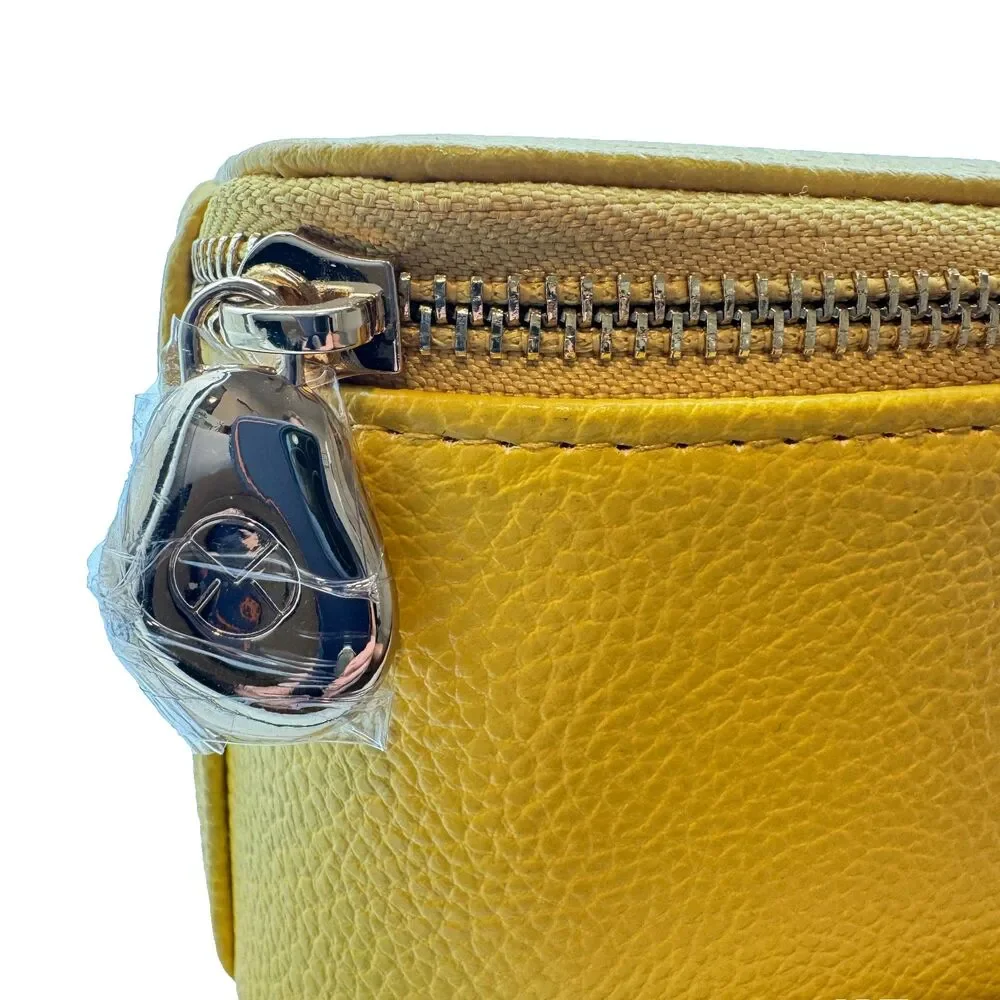 Vlando‎ Travel Jewelry Organizer Case Mustard yellow Zip Box 5 Removable Pouches